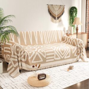 Boho-style washable couch cover for 2–3 cushion L-shaped sofas, pet-friendly and kid-safe, ideal slipcover for leather and fabric furniture.